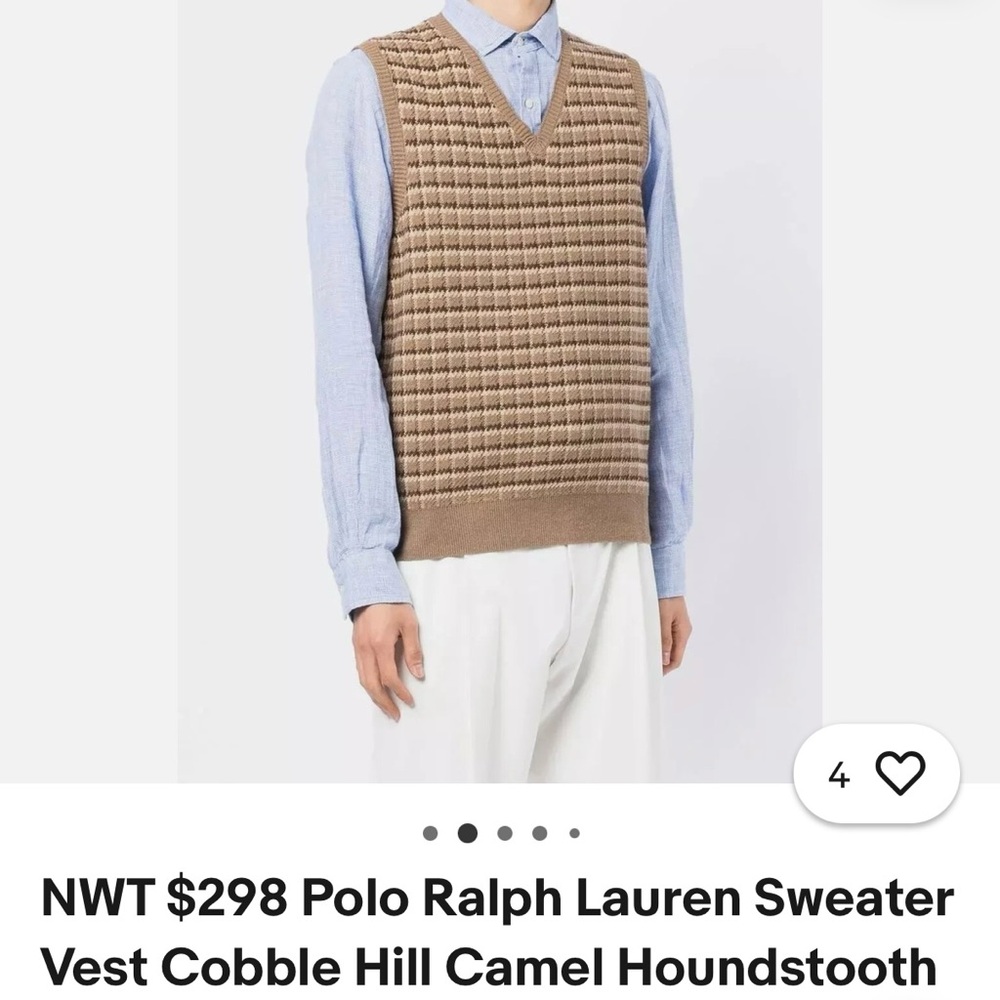 Ralph Lauren Tan and Brown Knit Vest